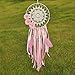 Handmade Indian Real Feathers Dream Catcher Wall Hanging Car Hanging Decoration Ornament Gift (Pink Flowers)