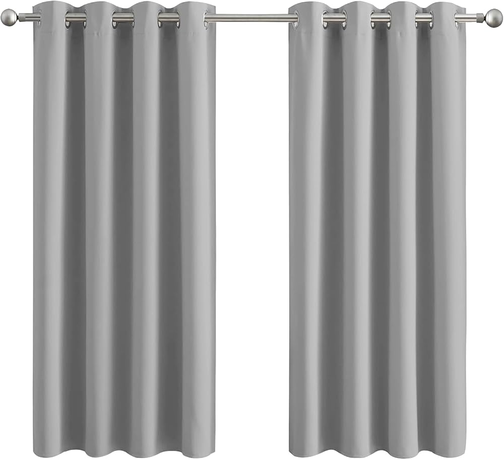 Aspire Homeware Blackout Curtains Light Grey 66x54 2 Panels with Tiebacks