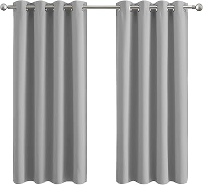 Aspire Homeware Blackout Curtains Light Grey 66x54 2 Panels with Tiebacks
