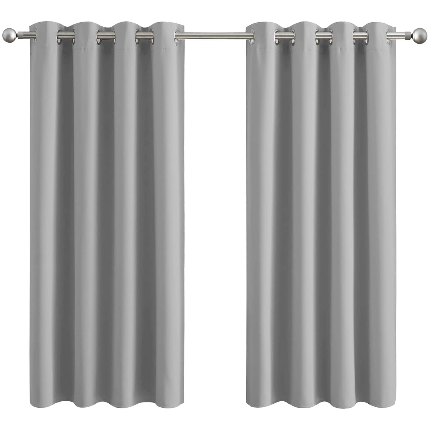Aspire Homeware Blackout Curtains for Bedroom - Light Grey Eyelet Curtains Living Room - Super Soft Thermal Insulated Window Curtain & Drapes with Tiebacks 66 x 54 Inch 2 Panel