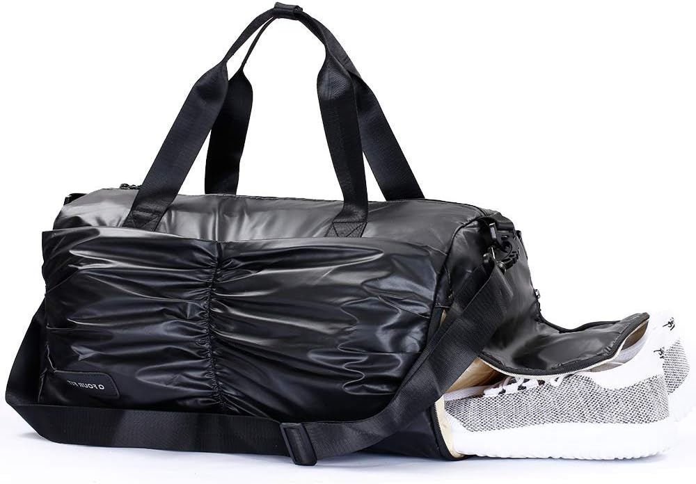 Sports Duffle Bag with Shoe Compartment and Wet Pocket Water Resistent Gym Bag for Women & Men (black)