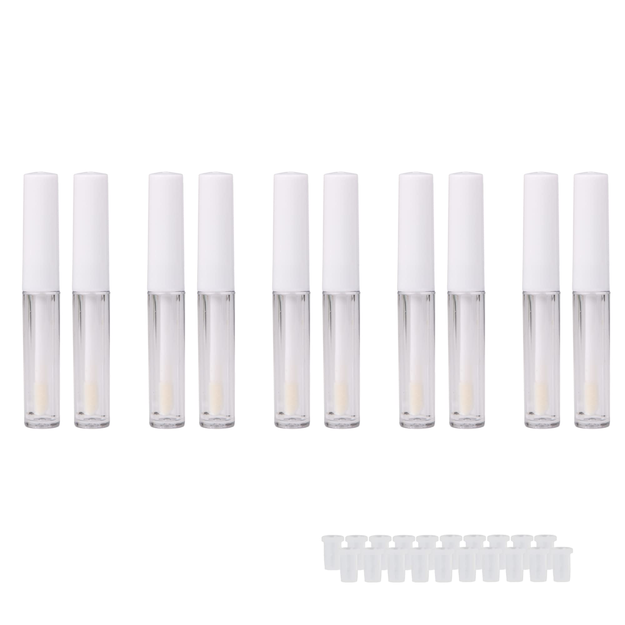 10PCS Empty Tubes Lip Gloss Balm Cosmetic Mini Containers Plastic Transparent(1.3ml, White)