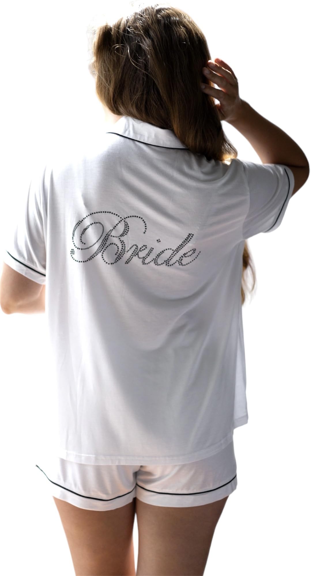 Photo 1 of 100% Cotton Bride Pajama Set - PJs for Women, Bridal Shower Gift, Sexy Pajamas with Rhinestones