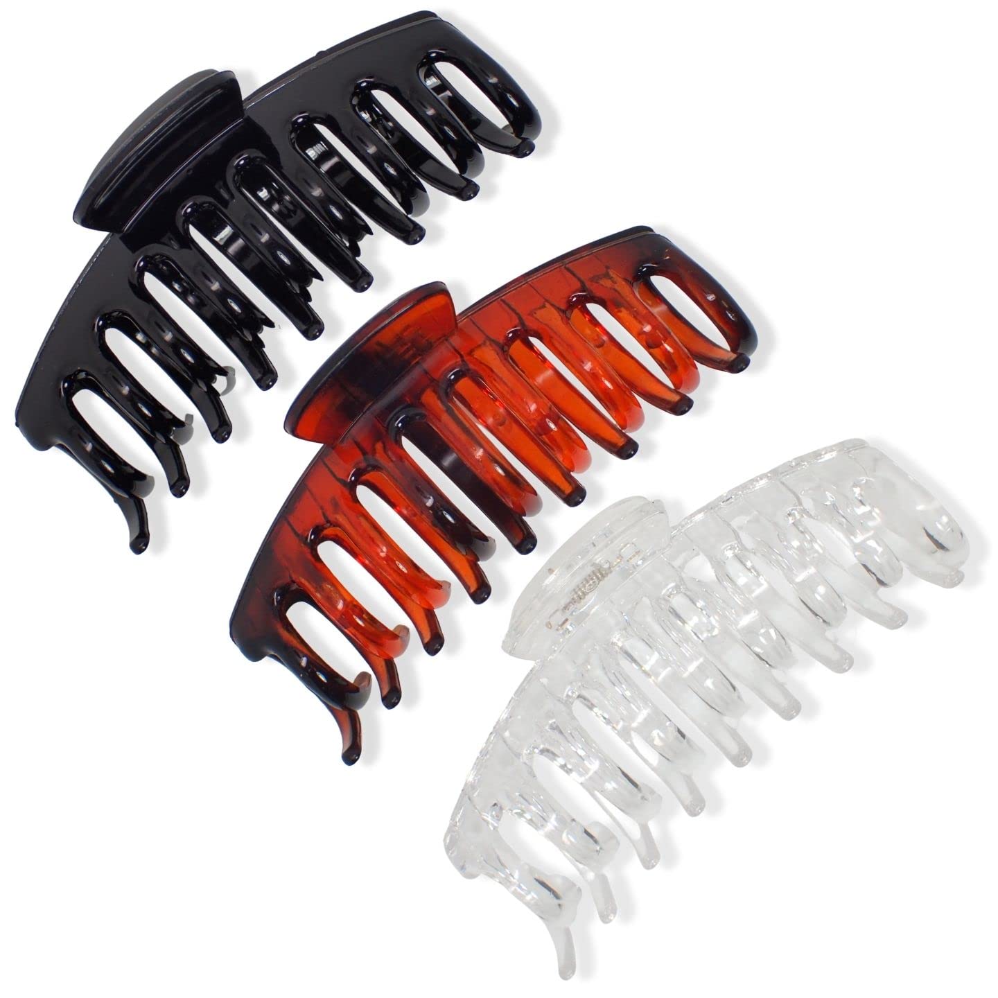 Topkids Accessories 11cm/4.3" Hair Claw Clips for Women, Hair Accessories for Women Hair Clips for Thick Claws Claw (Black + Tort Brown + Clear)