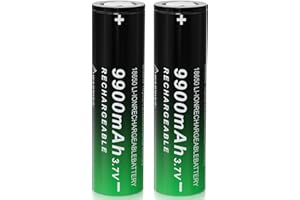 MLGBDC 2 Pack 18650 Rechargeable Battery, 3.7volt Li-ion 9900mAh High Capacity 18650 Battery Flat Top for Flashlights Headlamps
