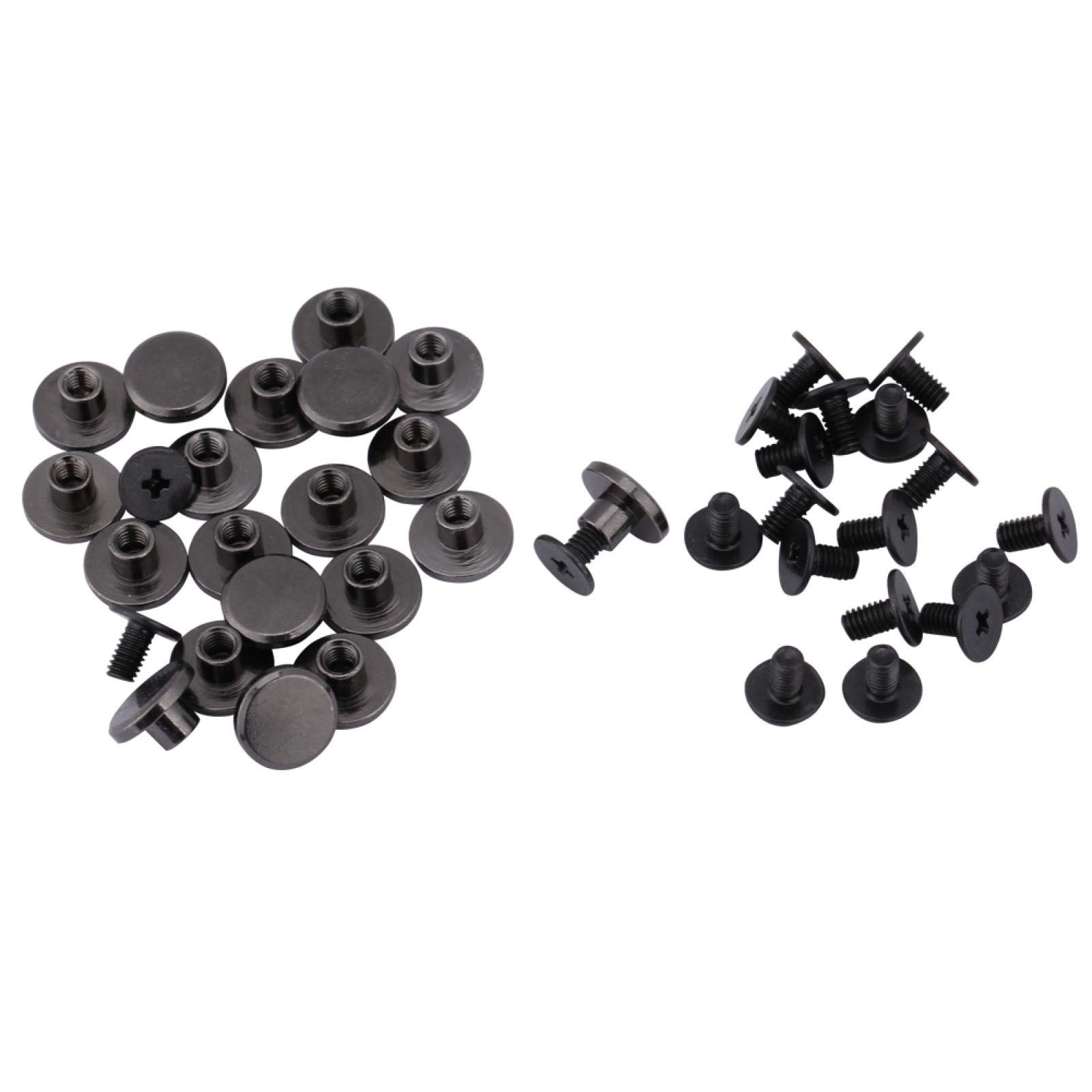 Tyenaza Leather Screw Rivet, Black Leather Rivets, Black Screw Rivets, 20sets DIY Brass Flat Head Belt Strap Rivets Screw for Luggage Leather Craft 5mm