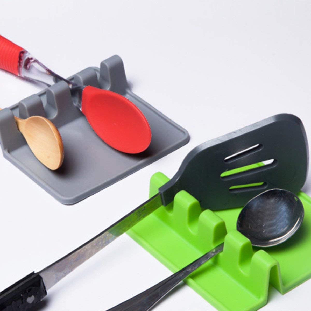 Kitchen Utensil Rest Spoon Holder Space Saving 2 Pack Spoon Rests