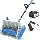 Electric Snow Shovel, 21V 14-Inch Cordless Snow Shovel, 4.0Ah Battery Powered Snow Blower with Directional Plate, 26FT Throw 