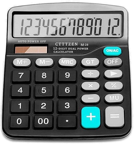 Calculator,12Digit Solar Battery Basic Calculator,Solar