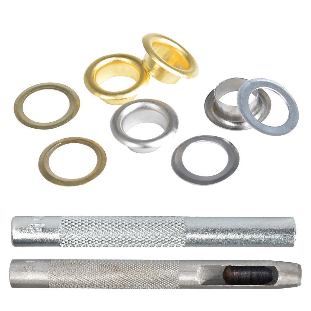 QLOUNI 100PCS Grommet Kit + 3PCS Hollow Hole Punch Tool, 1/4" Hollow