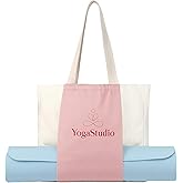 Jacob Bicerri Large Canvas Yoga Tote Bag with Yoga Mats Bags Carrier Eco Friendly Cotton Shoulder Bag for Pilates, Gym, Beach, Groceries & Travel YG03