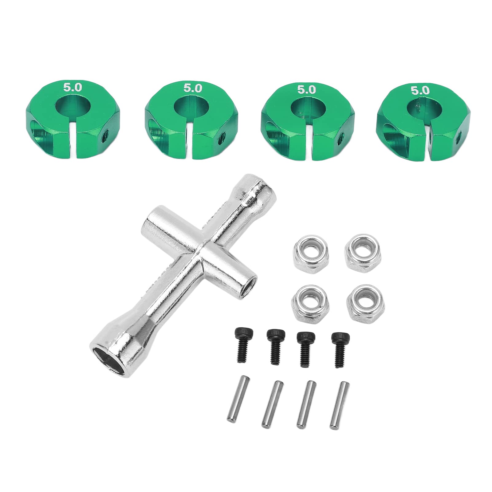 4Pcs 12mm Wheel Hex Drive Hub Adapter Combiner Coupler with Pins Screws for 1/10 RC Car(green) Rc Car Model Accessory