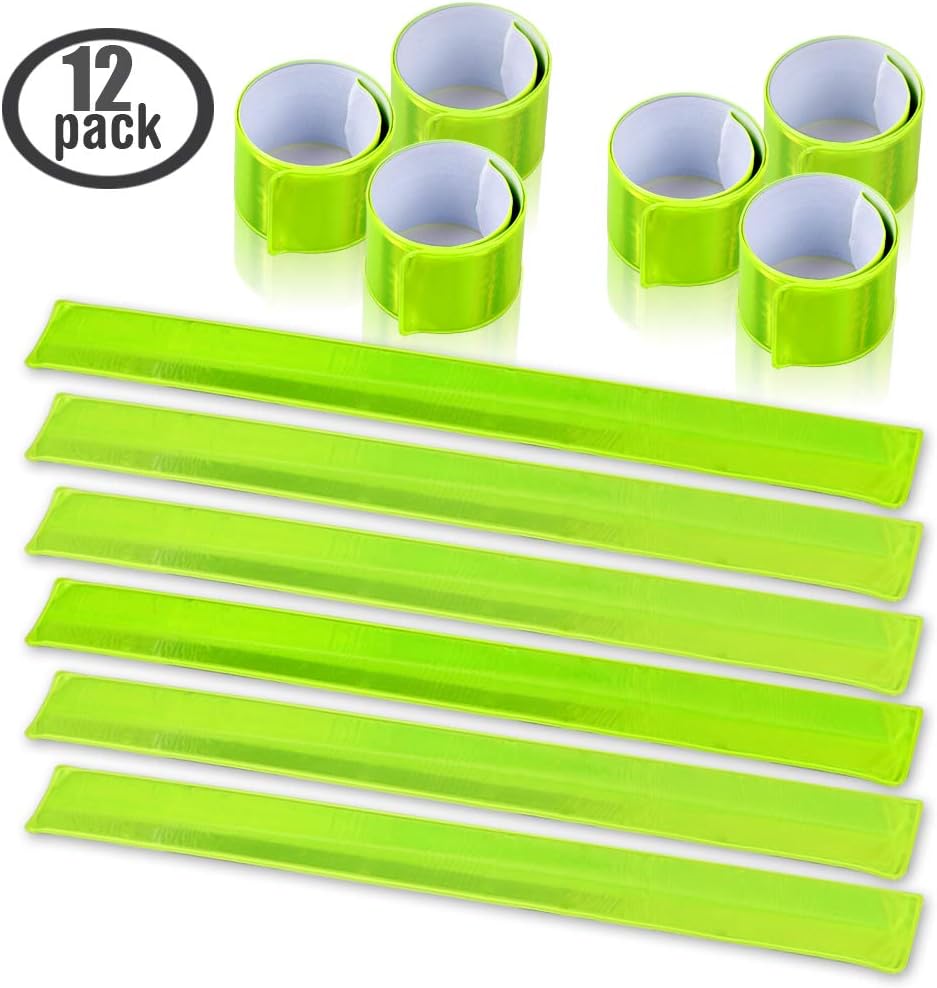 Cozihom Reflective Bands, Reflective Slap Bracelet, Reflective Wristband High Visibility Reflectors, for Night Run, Night Cycling, Night Working. 12 Packs Yellow. : Sports & Outdoors