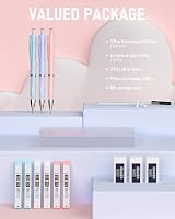 Nicpro 3PCS Pastel Mechanical Pencils 0.5mm with Case 72 Lead Refill Set view 6
