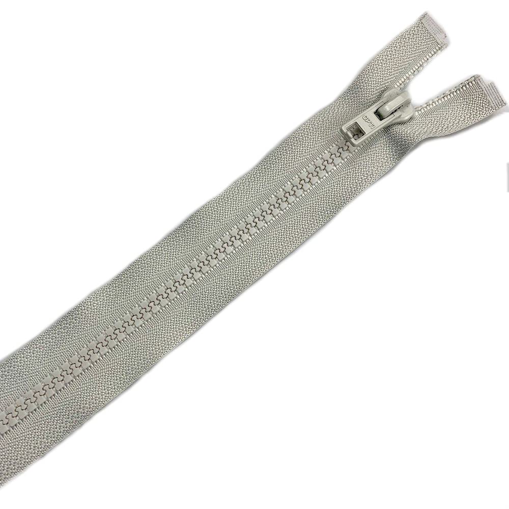 Plush Addict Heavy Duty Chunky Plastic Open-Ended Zip Fasteners for Sewing, Crafts, Clothing and Accessories - Light Grey - 34" (86cm)
