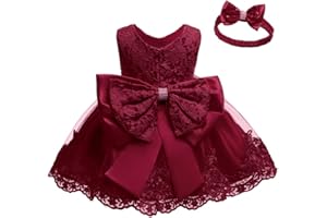 CMMCHAAH 0-6T Baby Girl Party Dress Toddler Lace Embroideryr Evening Dresses with Headwear