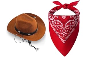 CHNLML Pet Cowboy Costume Cowboy Lovely Cap and Scarf for Puppy Kitten Hat and Bandana Set Dogs Cats Party Festival Daily Halloween Wearing 2Pcs