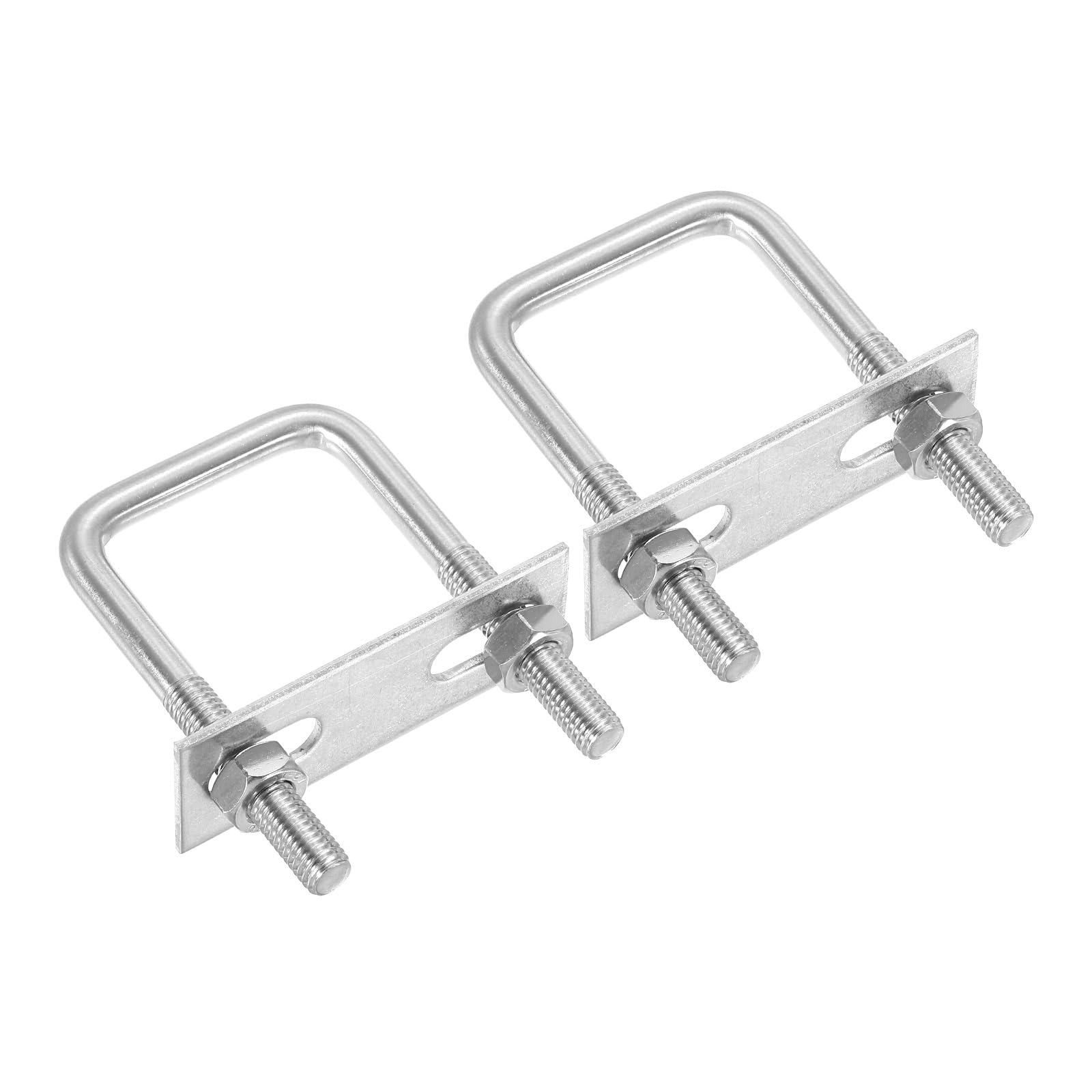 PATIKIL M8x40x65mm Square U-Bolts Kit, 2Set 304 Stainless Steel Square U Shaped Bolts Replacement Parts with Frame Plates and Nuts for Ski Board Sailboat Trailer