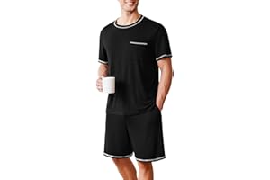 Ekouaer Men's Pajamas Set Casual Short Sleeve Shirts and Shorts Soft 2 Piece Loungewear With Pockets