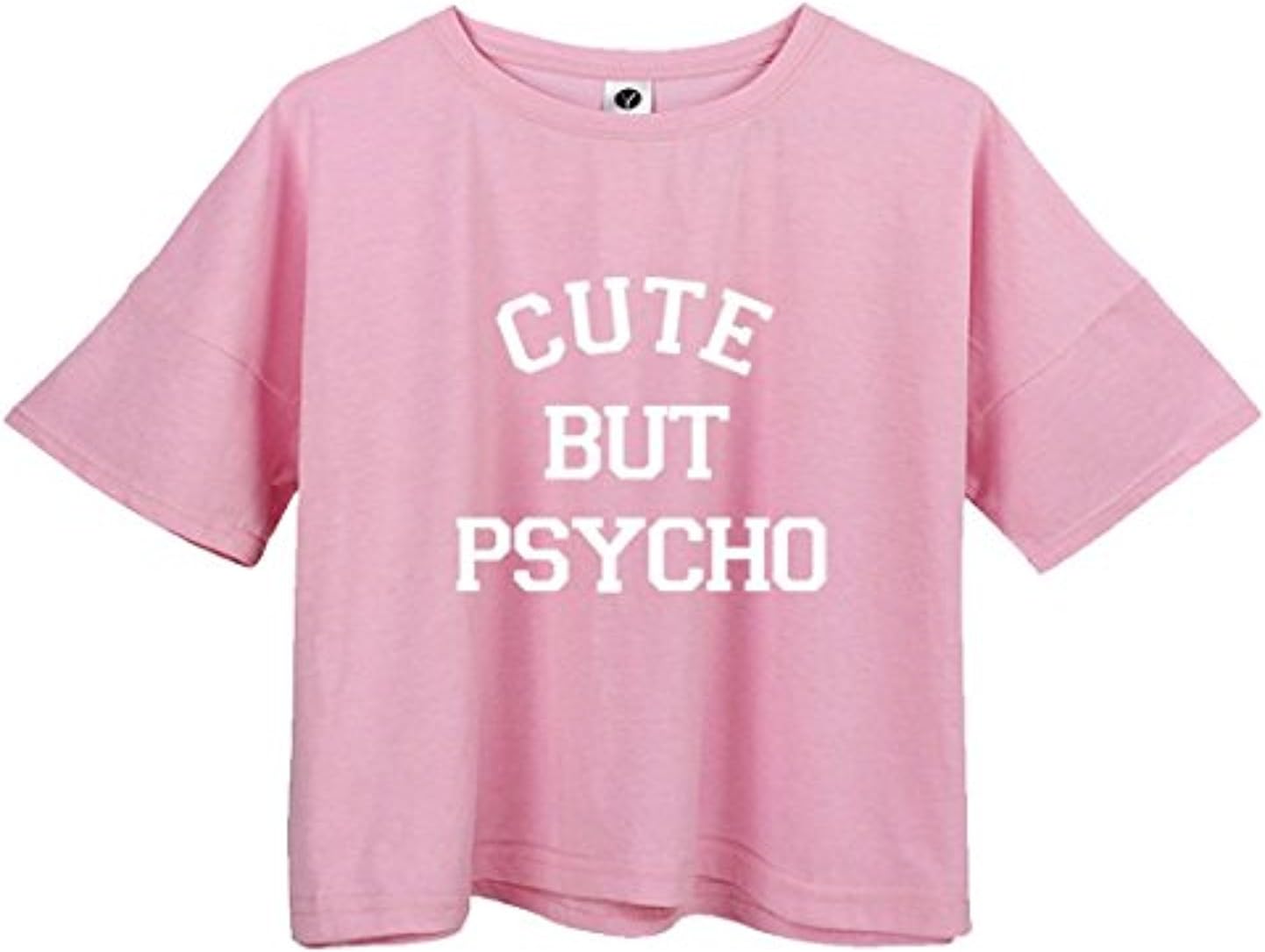 VIKINGBRANDS Women Harajuku Style Shirts Cute But Psycho Summer Love Crop Tops Clothings