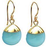 Gempires Natural Pear Cabochon Hook Earring, Meditation Earring, Handamde Jewelry, Gift for Her