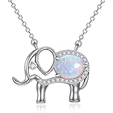KZX 925 Sterling Silver Elephant Necklace Elephant Pendant Good Luck Animal Jewelry Gift for Women Wife Mother