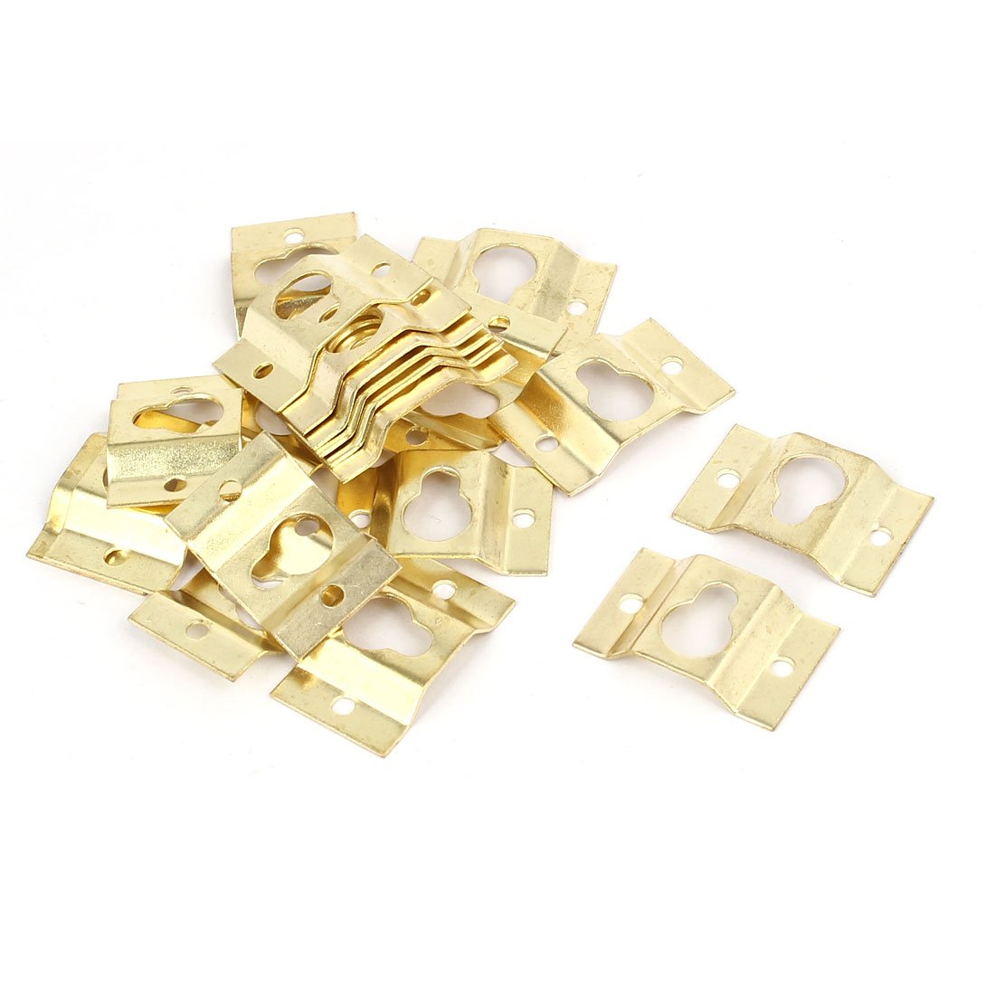 Sourcingmap 28mmx18mmx4mm Wall Hanging Picture Photo Frame Hidden Hook Gold Tone 20pcs