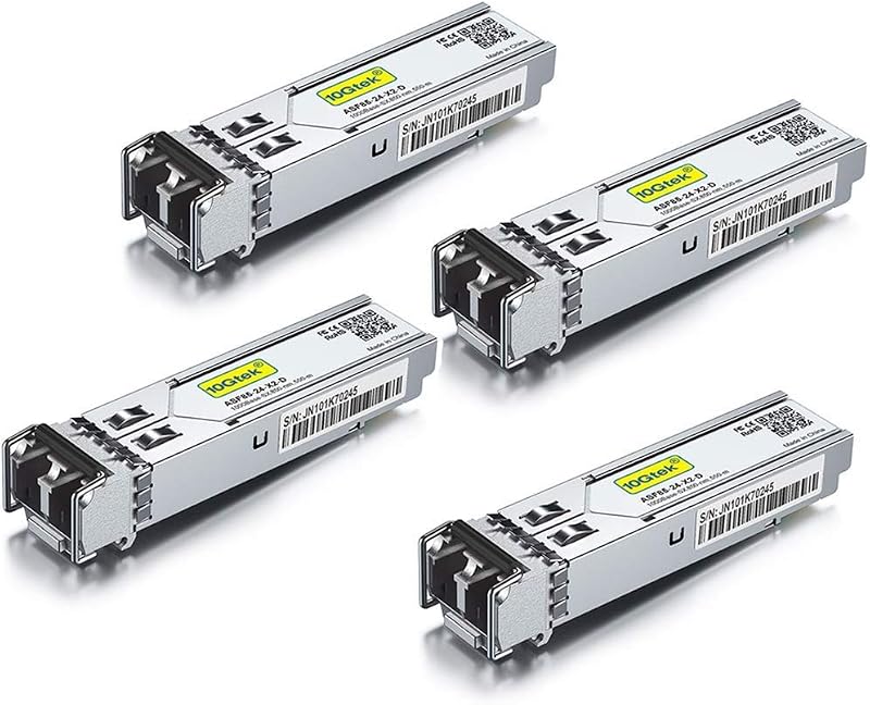 10Gtek 4 Pack 1G SFP SX LC Transceiver 850nm 550m MMF Compatible 10Gtek