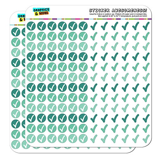 Check Mark Dots Planner Calendar Scrapbooking Crafting Stickers - Teal - Clear