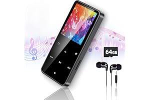 JAWPLOY 80GB MP3 Player with Bluetooth Portable HiFi Music Player with HD Speaker, Lossless Sound, FM Radio, Voice Recorder, Touch Buttons, E-Book (Alloy Metal, Earphones & 16GB + 64GB Card Included)