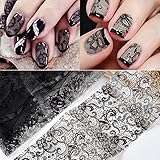 10 roll 420CM Black Nail Art Transfer Foil Lace Flower Nail Foils Transfer Sticker Nail Decoration