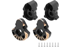 JUZUXI 70g Black Gold Coating Brass Steering Knuckle and Rear Outer Portal Cover Housing Set for 1/18 RC Crawler Upgrades Parts for Redcat Ascent-18