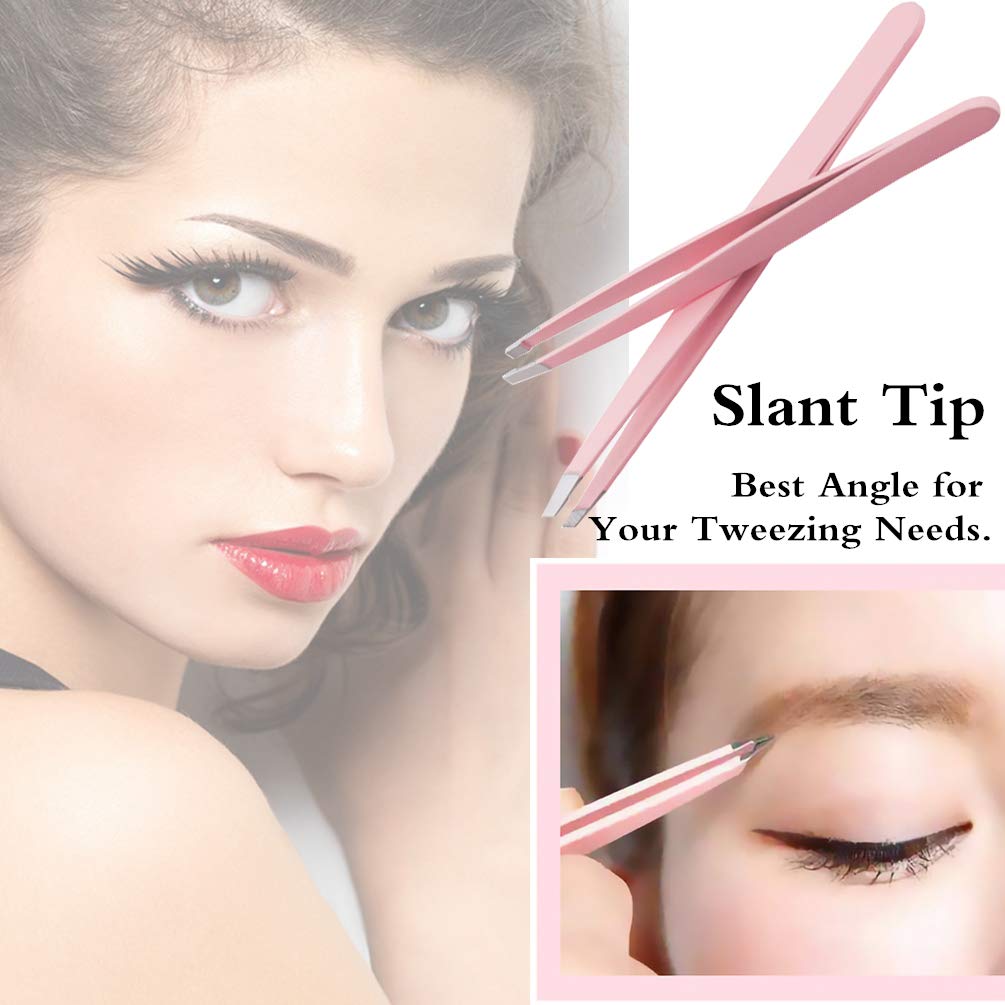 4" Curved Craft Scissors Stainless Steel Unisex Eyebrow Kit Eyebrow Scissors, Slant Tweezers And Eyebrow Brush for Eyebrow Eyelash Extensions: Beauty