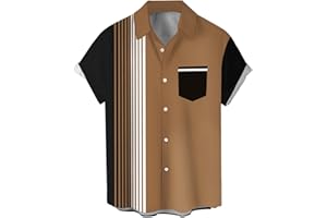 Men's Vintage Poker Bowling Shirt 1950s Retro Short Sleeve Button Down Hawaiian Shirts