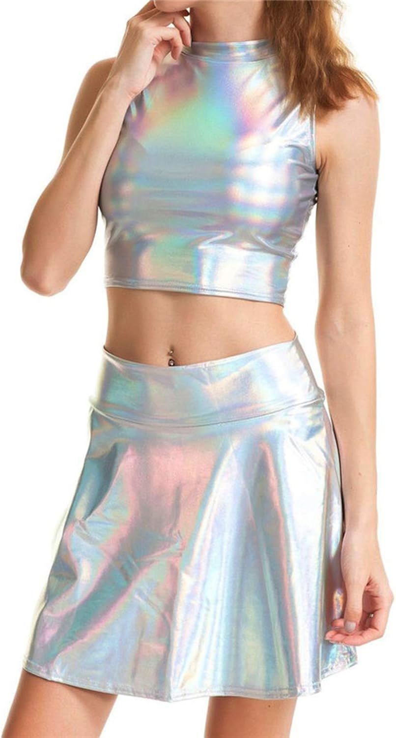 holographic bodycon skirt