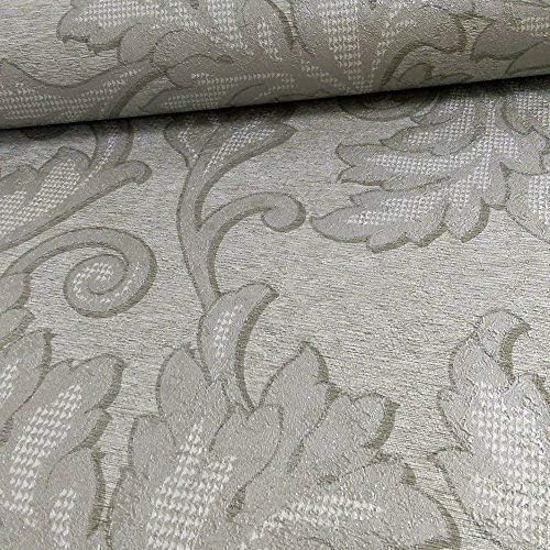 Grandeco Pergamena Damask Pattern Leaf Motif Textured Glitter Wallpaper (Taupe A14302)