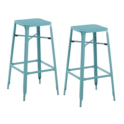 THC Living Metall Barhocker Industrial - 2er Set - stapelbar - Bunte