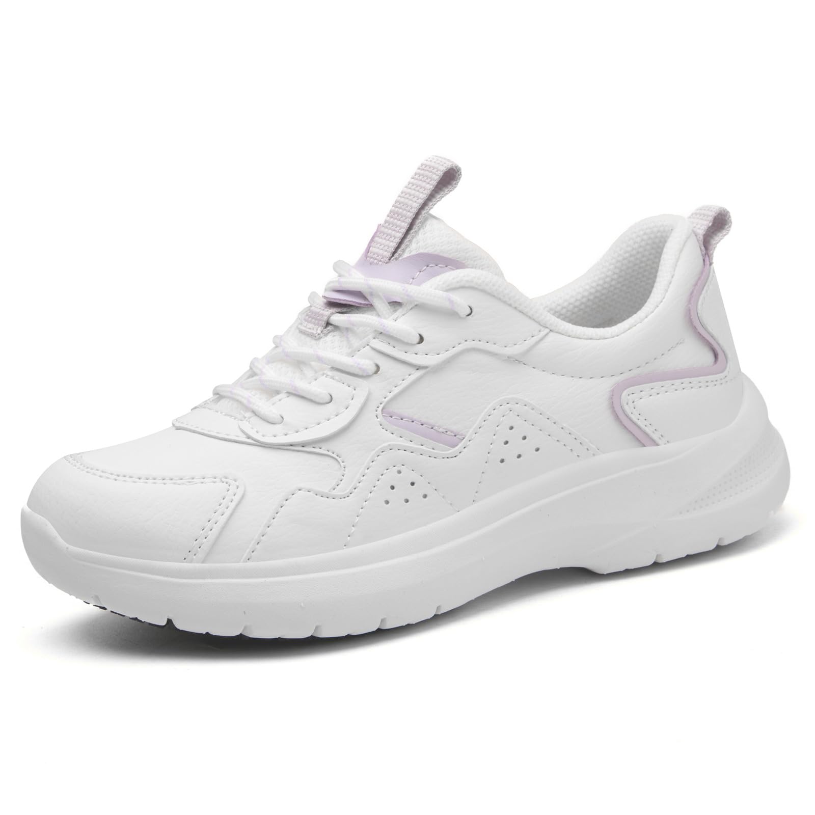 Photo 1 of ** DIRTY** V-Janiffy Non Slip Work Shoes Women Food Service Slip Resistant Restaurant Shoes Nursing Shoes Womens White Purple SIZE 6.5