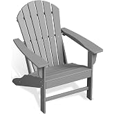 Adirondack Chair Wood Texture, Poly Lumber Patio Chairs | 80% Pre-Assembled Weather Resistant Outdoor Chairs for Pool, Deck, Backyard, Garden, Fire Pit Seating, Slate Gray