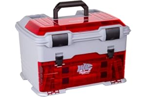 Flambeau Outdoors T5PW "IKE" Multiloader Tackle Box, Fishing Organizer with Tuff Tainer Boxes Included, Zerust Anti-Corrosion Technology - Translucent Red/Gray