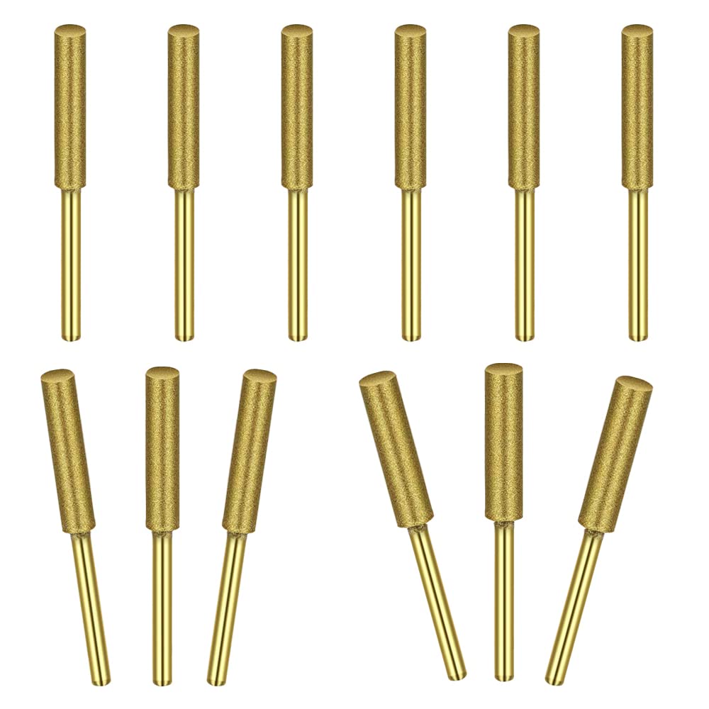 PLCatis Diamond Chainsaw Sharpener 12PCS Chainsaw Sharpening stones Assorted Size 5/32" 3/16" 7/32" Easy Chainsaw Abrasive Sharpening Grinding Stones for Sharpening Chainsaw Blades Quickly Easily