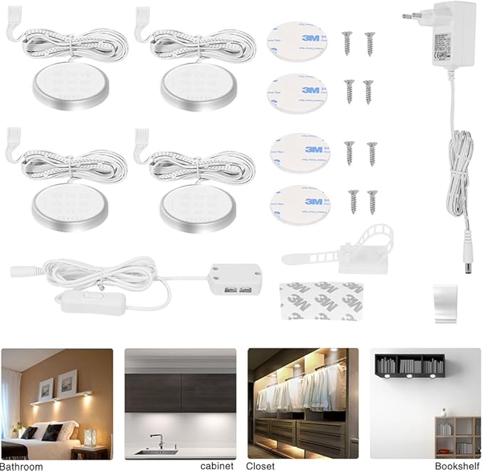 4pcs Schrankleuchten, Lunsy LED Unterbauleuchte, Unter Schrank Leuchte