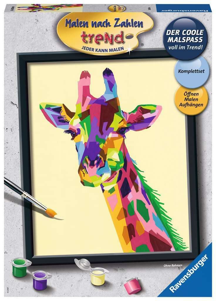 Ravensburger Paint by Numbers 28926 Colourful Giraffe - Paint by Numbers for Adults Perfect Painting Result Artist Accessories, without Frame
