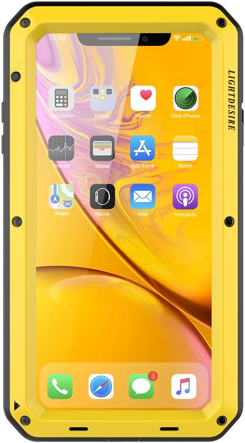 iPhone XR Case LIGHTDESIRE [Newest] Aluminum Alloy Protective Metal Extreme Water Resistant Shockproof Military Bumper Heavy Duty Cover Shell for iPhone XR - Yellow