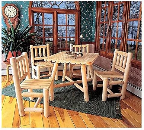 Rustic Cedar All Wood Dining Set with Four Chairs - Indoor/Outdoor