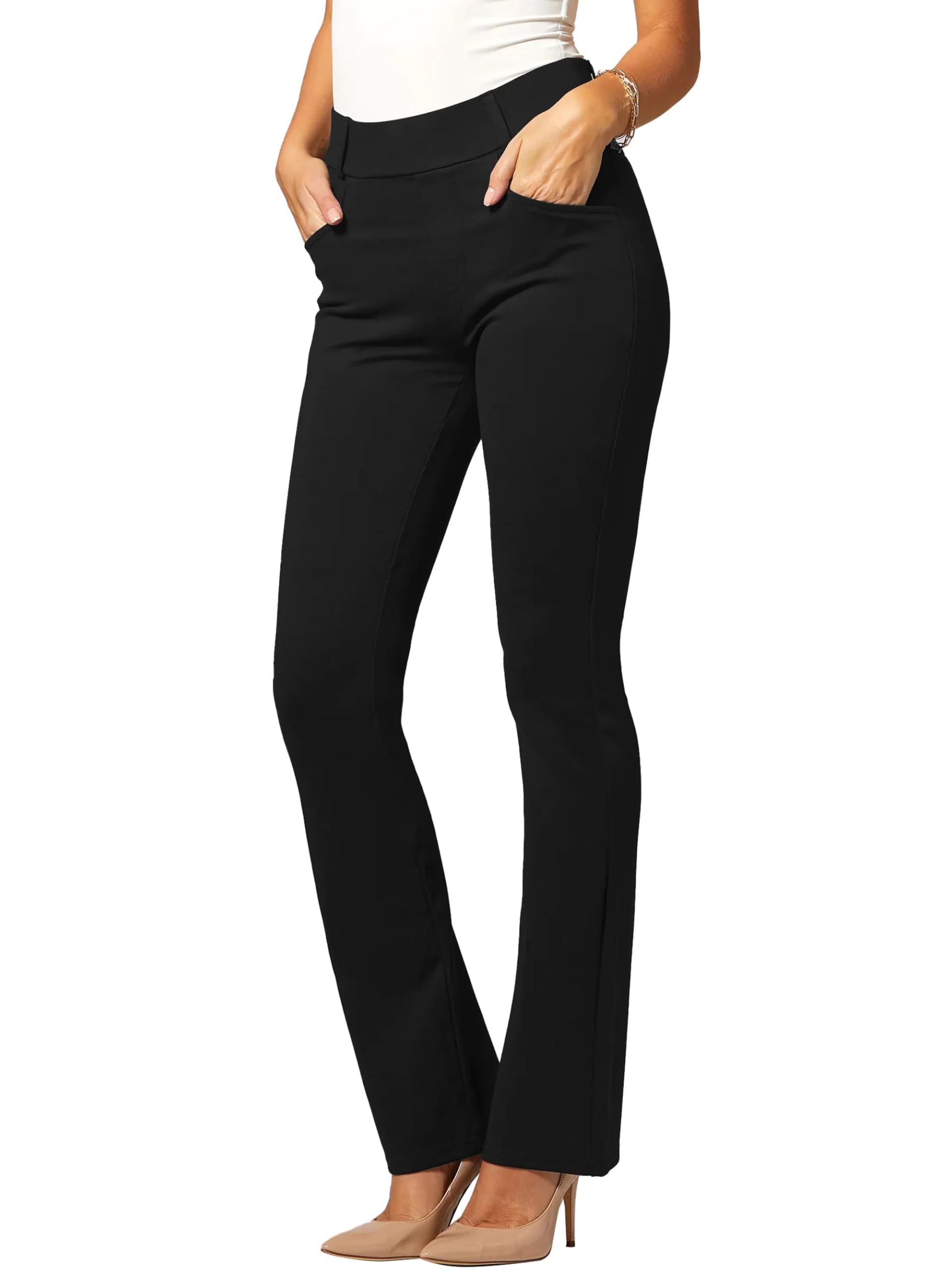 Photo 1 of Conceited Black Dress Pants Women Tummy Control - Wear to Work Pants Women - Womens Dress Pants - Slacks - Business Casual Office - Midnight Black - X-Small