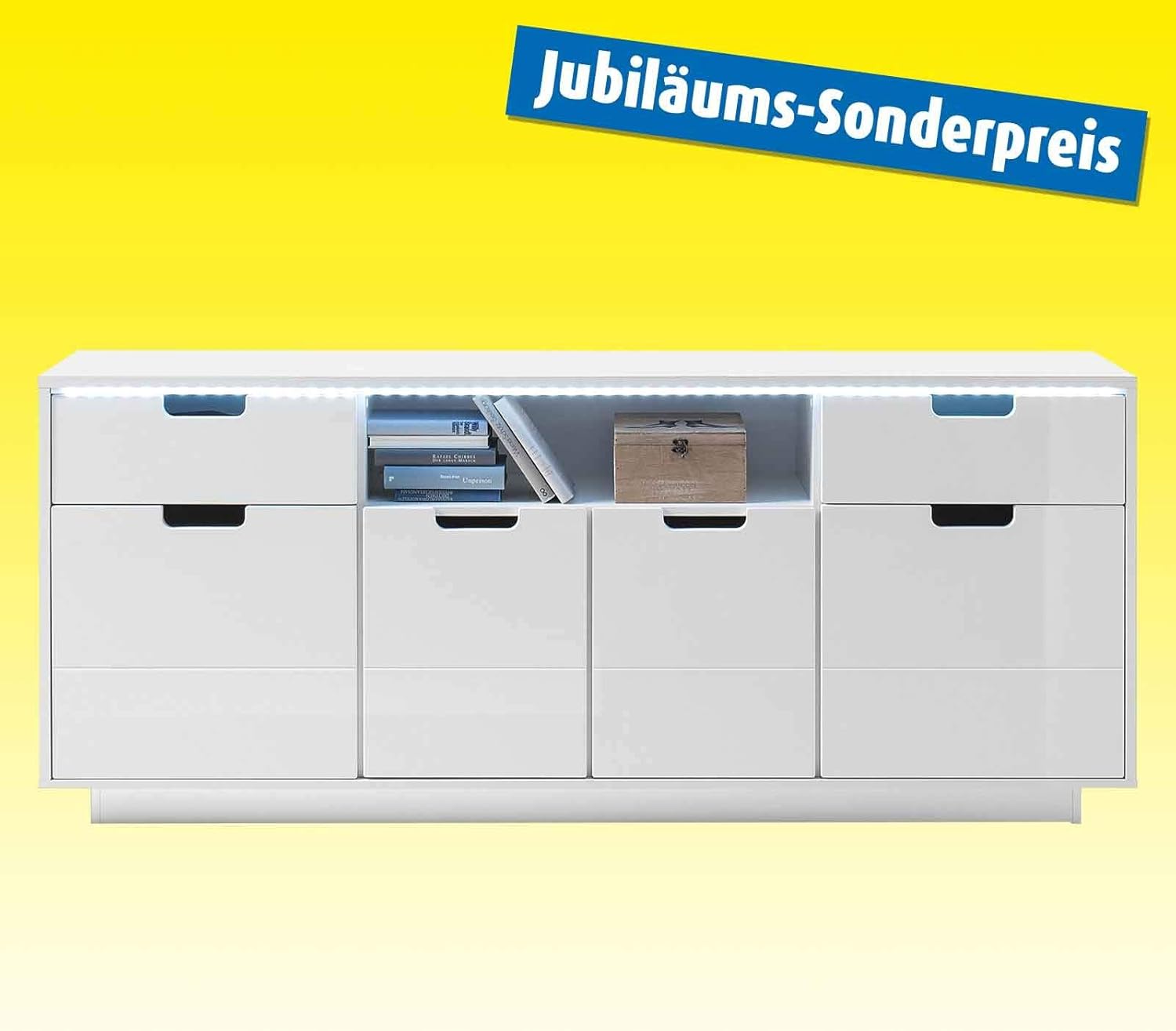 Roller - Aparador de televisión (con barra LED, 198 cm de ancho), color