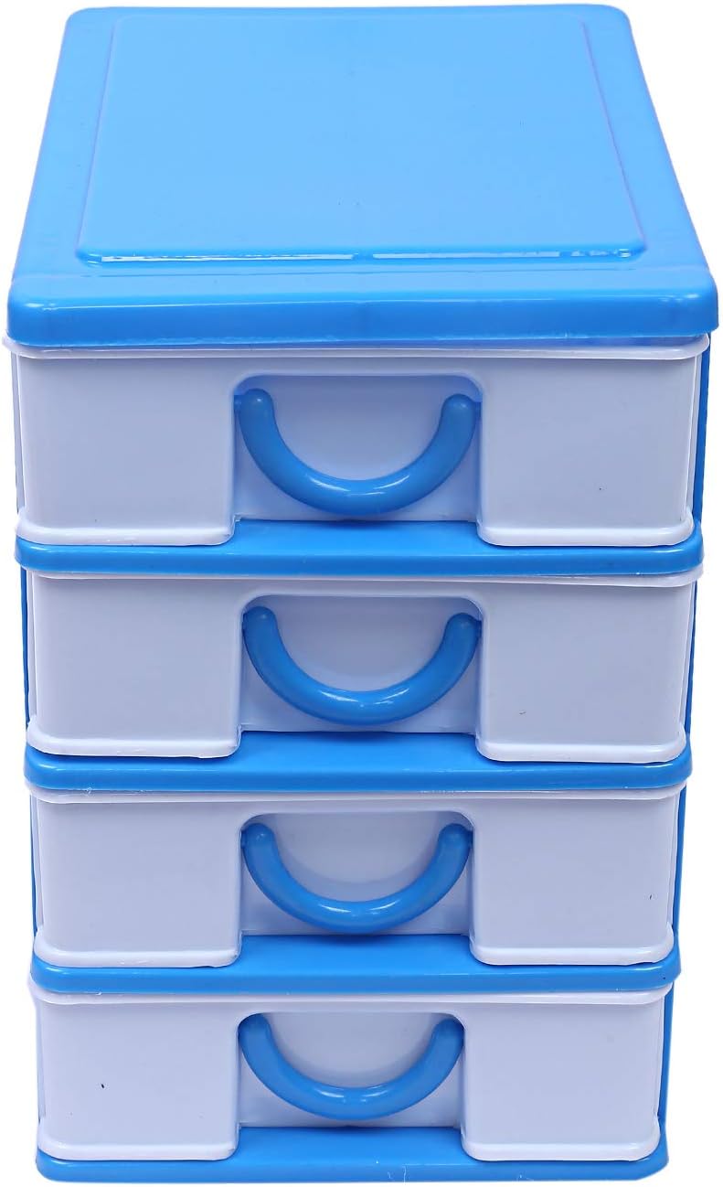 Heart Home Plastic Four Layer Drawer Storage Box (Blue) (CTHH021666) Amazon.in Home