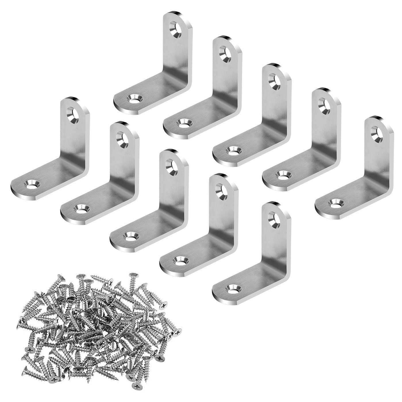 Drado Corner Brackets 10 Pack Corner Braces,Steel Right Angle Brackets 30x30x18.5mm Stainless Steel Corner Fastener L Brace Right Angle Bracket Heavy Duty with 20 Pieces Screws