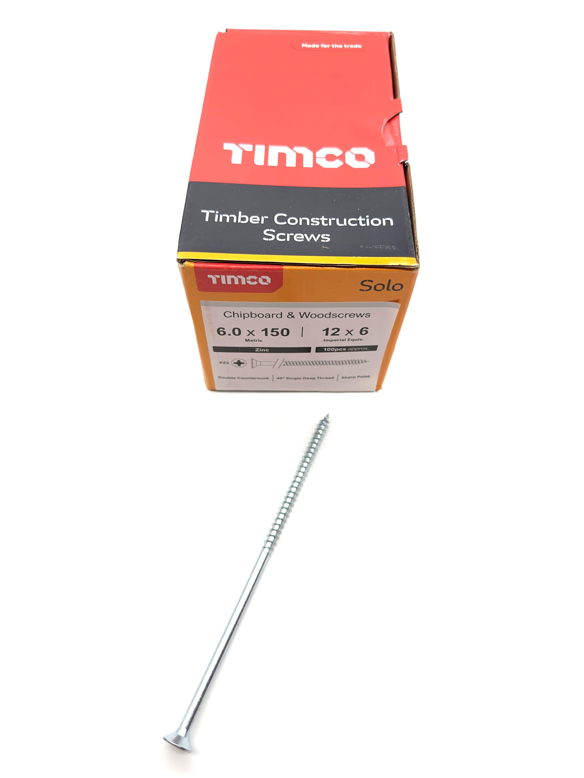 100 Pcs Silver Wood Screws Double Countersunk General Purpose Long Timber Screws (6mm x 150mm)